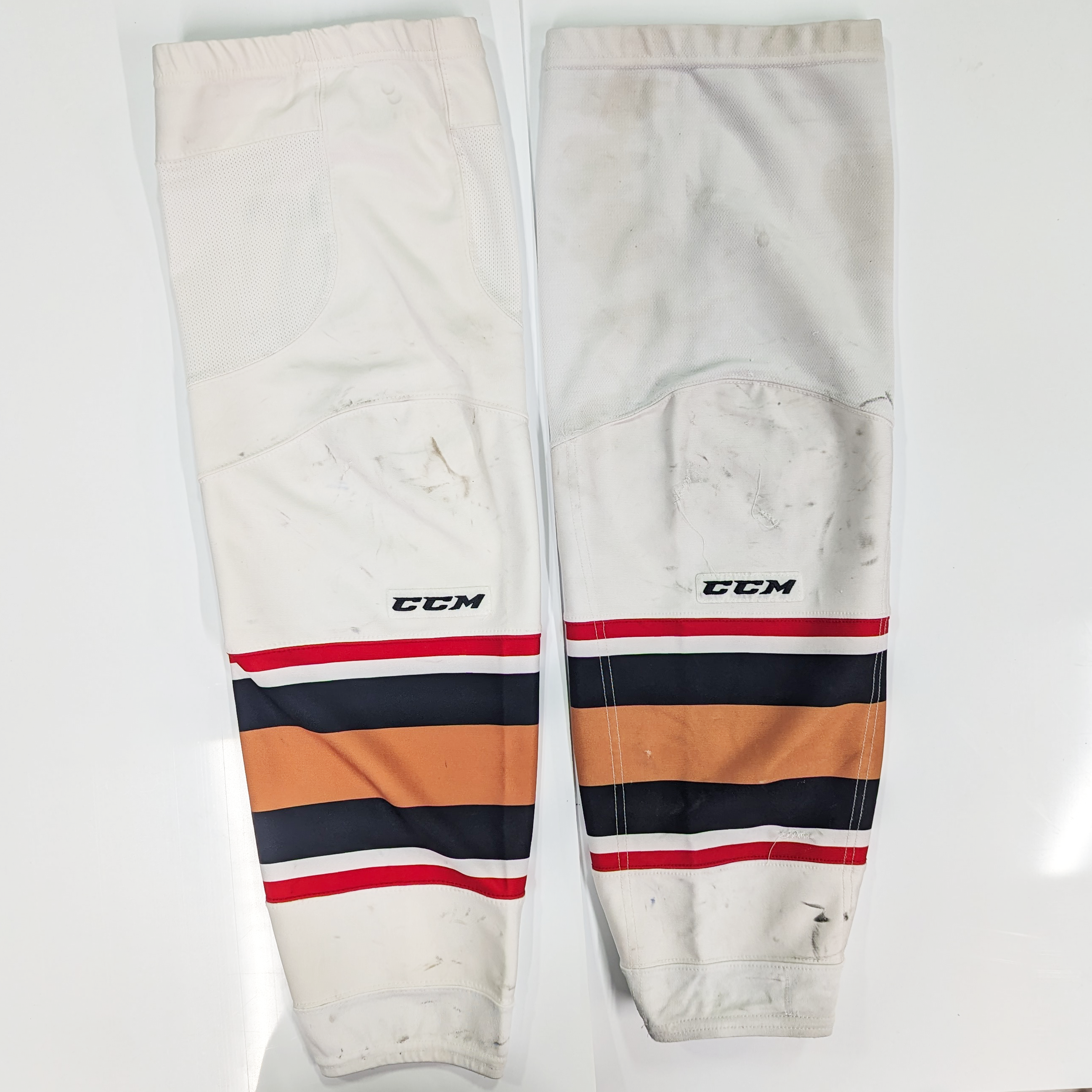 WHL - Chaussettes de hockey CCM d'occasion (blanc/rouge/beige)